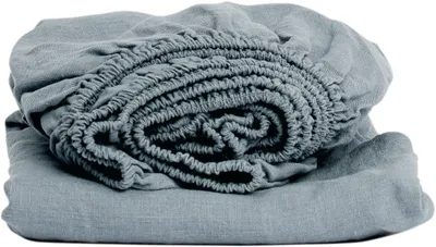 Produktbild von Bettwäschebezüge aus 100% stonewashed-Leinen, grau-blau, 160 x 200 cm, mit durchgehend elastischer Einfassung, temperaturausgleichend und atmungsaktiv, weich
