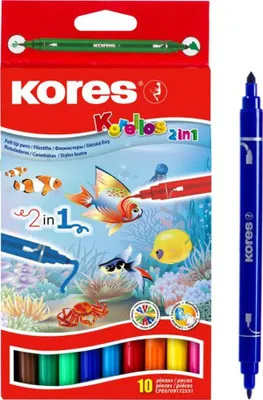 Produktbild von Fasermaler Korellos 2 in 1 spitz/breit VE=12x10 Stück