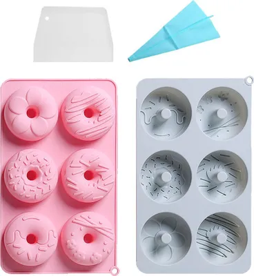 Obrázok produktu pre 2 balenia silikónových foriem na donuty, 2 balenia nepriľnavých silikónových bagiet na pečenie donutov, opakovane použiteľný zásobník foriem