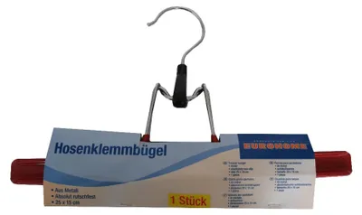 Produktbild von Hosenklemmbügel aus Metall EUROHOME® – 26x17x2,5cm – absolut rutschfest und extra stabil