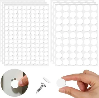 Obrázek produktu pro Samolepicí samolepky s otvory pro šrouby - Prachotěsné samolepky - Vodotěsné - 582 kusů - Bílé.