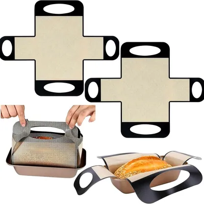 Produktbild von Silikon Backmatte Brot Backform Einsatz 2er Set 39x49cm Antihaft Brotheber mit Griffen für 9x5 Zoll Kastenform Backofen Zubehör