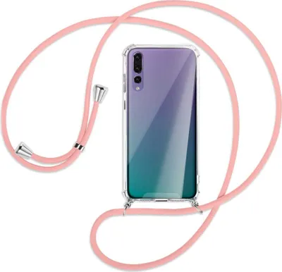 Produktbild von Handykette Backcover-Schutzhülle mit Band (Metall silberfarben) für Huawei P20 Pro - rosa