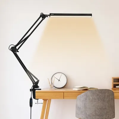 Produktbild von EINFEBEN Schreibtischlampe LED, 10w Architektenlampe mit Schwenkarm, LED Tischlampe Buerolampe, Tschreibtischlampe led klemmbar, 3 Farbtemperaturen 10 Helligkeiten, für Buero, Studium und Lesen, Schwarz Tischleuchten
