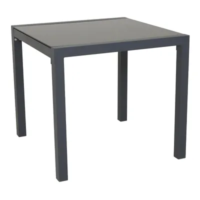 Image de SVITA Table de jardin en aluminium avec plateau en verre Table de balcon Meubles de jardin gris