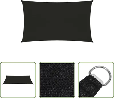Image de The Living Store Voile d'ombrage 160 g/m² noir 2,5x5 m HDPE