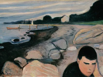 Zdjęcie produktu dla Edvard Munch Kunstdruck Bild - Melancholie, 1892 (60 x 80 cm)