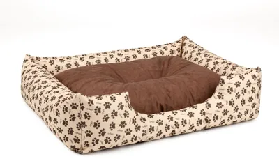 Hundebett rechteckig 70x55x18 cm Schaumflockenfüllung braun/beige