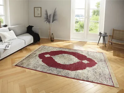 Image de Tapis Nouristan 140 cm x 200 cm Aminah Hamun Rouge - Beige