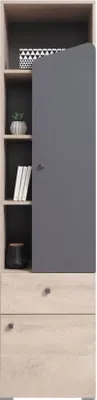 Produktbild von Jugendzimmer - Drehtürenschrank / Kleiderschrank Chiny 04, Farbe: Eiche / Grau - Abmessungen: 190 x 45 x 40 cm (H x B x T)
