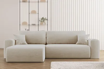 Produktbild von Kaiser Möbel Ecksofa mit Schlaffunktion L-förmiges Sofa Capri Stoff Poso Ecru Links