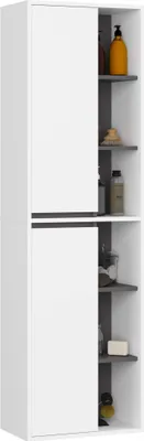Produktbild von Bad-Hochschrank hängend VAMI Weiß, Graphitgrau 10 Regalböden B50xH170xT30 cm