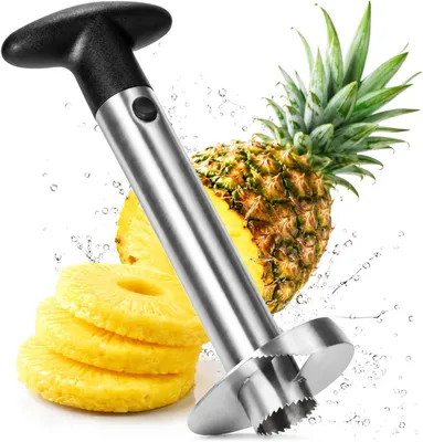 Produktbild von ® Ananas-Schneider 3 in 1 - Ananas Schäler aus Edelstahl, spülmaschinengeeignet - Ananas-Entkerner - Ananas Corer mit scharfer Klinge