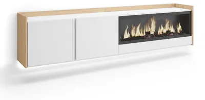 Immagine prodotto di Mobili TV effetto legno Bianco Rovere 212x35x50cm camino effetto fuoco