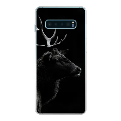Produktbild von MuchoWow® Handyhülle Schutzhülle Hülle für Samsung Galaxy S10 Plus Hirsch - Schwarz - Porträt - Geweih - Tiere Silikon Softcase Handy Hülle - Schutzhülle