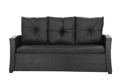 Obrázok produktu pre Vankúše na záhradnú pohovku Čierna| Sedadlo 168x52x7, operadlo 3*56x50| Edícia pre 3 osoby| Ratanový vankúš na pohovku| Sedací vankúš