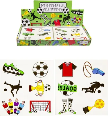 Produktbild von Tattoos im Display mit Fußball-Motiven, 576 Stück, Displaymaße ca. 25x13x3 cm