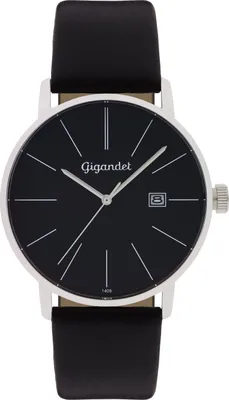 Produktbild von Gigandet Quarzuhr Datum Edelstahl Lederband Silber Schwarz Minimalism - G42-002