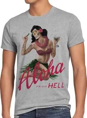 Produktbild von style3 Aloha from Hell Herren T-Shirt tattoo hawaii surfer usa