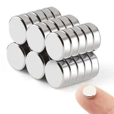 30 starke Kühlschrankmagnete, rund, 8 x 3 mm, silber