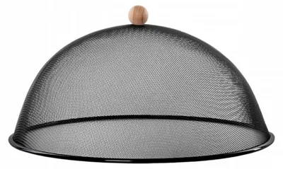 Image de Cloche Alimentaire - Noir - L - D43 x H 21,7 cm - Fer, bouleau