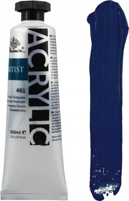 Zdjęcie produktu dla Farba Akrylowa Phoenix Artist 461 Deep Turquoise – Profesjonalna Turkusowa, 60 ml, Wysokopigmentowana Farba Artystyczna