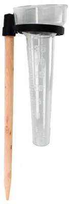 Produktbild von Kunststoffgefäß mit Messskala und Holzstiel (ca. 37 cm) Regenskala