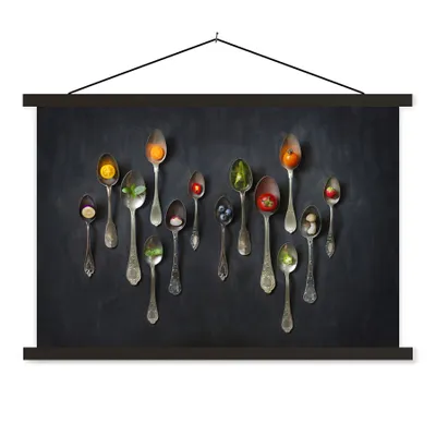 Produktbild von MuchoWow® Textilposter Löffel - Gesund - Stilleben 150x100 cm mit schwarzem Rahmen - Schlafzimmer