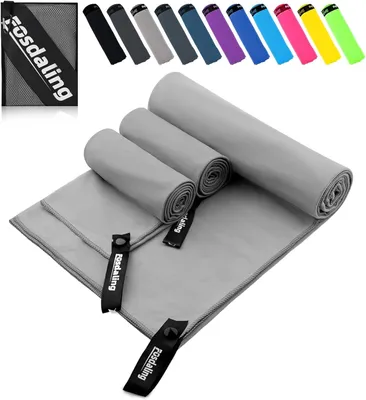 Produktbild von Mikrofaser Handtuch 3er Set, Schnelltrocknend Microfaser Fitness & Sport Handtücher, für Strandtuch, Badetuch, Sporthandtuch und Reisehandtuch
