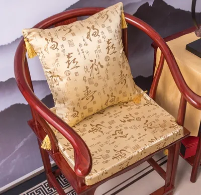 Obrázok produktu pre Jemný čínsky poťah na vankúš Asianliving Hodvábne postavy so strapcom Béžová 45 x 45 cm bez výplne