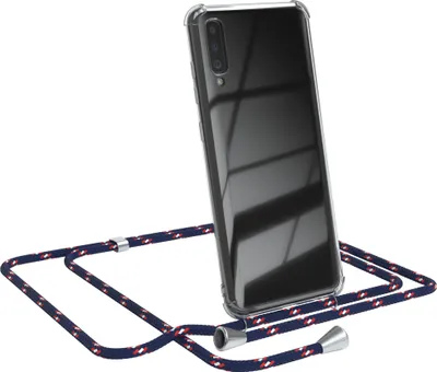 Produktbild von EAZY CASE Handykette kompatibel mit Samsung Galaxy A70, Handyhülle mit Umhängeband, Handykordel, Schutzhülle Clear, Band in Blau