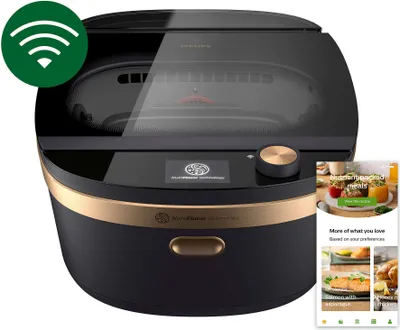 Produktbild von Philips Air Steam Cooker, App-Steuerung, LED-Display, Spühlmaschinenfest, 7.0 L, 1650 W, Schwarz (NX0960/90)
