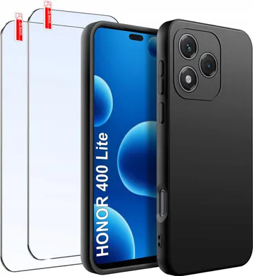 Obrázek produktu pro SADA Pouzdro pro Honor 400 Lite | Matné černé silikonové Slim + 2 KS SKLO