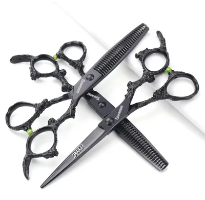 Produktbild von Friseurschere 6 Zoll 17,5 cm Silber/Schwarz 440C Stahl 3 Stück