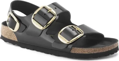 Produktbild von Birkenstock Milano Big Buck Damen Ledersandalen in Schwarz Patent – 5.5 UK - 39 EU - 8/8.5 US / Black Patent