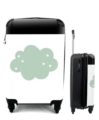 Produktbild von MuchoWow® Koffer Handgepäck Trolley Rollkoffer Kleine Reisekoffer mit 4 Rollen - Wolke - Mädchen - Jungen - Sterne - Pastell - Kind - Cabin Size < 55x40x23 cm & 55x40x20 cm - Kinderkoffer - Kabinenkoffer - Boardgepäck - Reise-Box - Reisekoffer - Reisegepäck - Koffer mit Bild - Trolley für Kinder