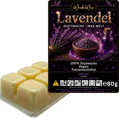 Produktbild von WonderWax Duftwachs Wax Melts für Duftlampe, 6 Würfel Duftmelt Wachsmelt Sojawachs Duftwachs Würfel für Raumdüfte, Wachs Duftöl Winter Indoor Schmelzen für Aromalampe Lavendel