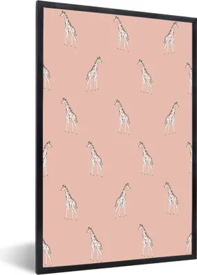 Produktbild von MuchoWow® MuchoWow® Gerahmtes Poster Giraffe - Pastell - Muster 40x60 cm - Poster mit zchwarzem Bilderrahmen - Papierdruck - Wandbilder