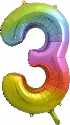 Obrázok produktu pre Balon foliowy cyfra 3 tęczowy 85 cm GoDan