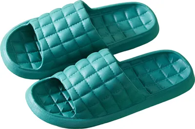 Produktbild von 1 Paar Duschpantoffeln Gittermuster Einfarbig Weiche Sohle EVA Slip-on Männer Frauen Sommer Home Slides Badezimmerbedarf