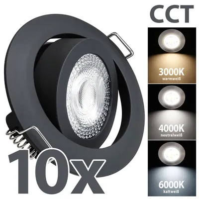 Produktbild von 10er Set LED Einbaustrahler Lumira 5W CCT Schwarz
