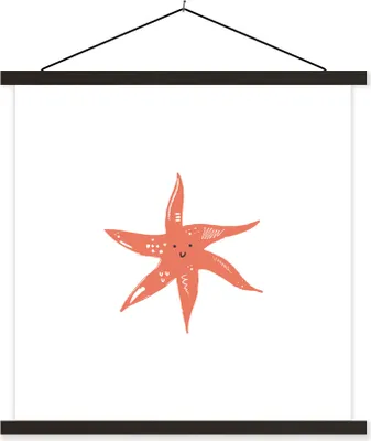 Produktbild von MuchoWow® Textilposter Seestern - Rosa - Pastell 90x90 cm mit schwarzem Rahmen - Magnetisches