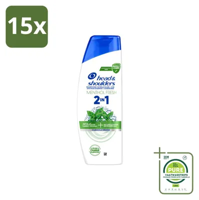 Produktbild von 15 x Head & Shoulders 2-in-1 Menthol Fresh Anti-Schuppen Shampoo 300 ml - Großpackung - 15 Stücke