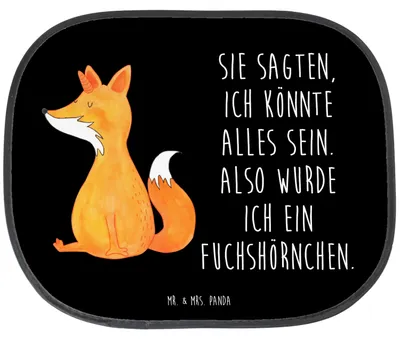 Produktbild von Mr. & Mrs. Panda Sonnenblende Auto Einhorn Wunsch - Schwarz - Geschenk, Einhörner, Unicorn, Fuchs, Sonnenschutz, Hitzeschutz, Pkw, für Autoscheiben, Füchse, Unicorns