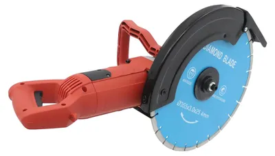 Obrázok produktu pre Elektrická píla na betón – ručná rezací píla – kotúč 350 mm – 3000 W – 3800 ot./min – mokré/suché rezanie – hĺbka rezu 13,5 cm – 220 V – červená