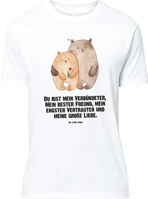 Produktbild von Mr. & Mrs. Panda Größe XL T-Shirt Bären Liebe - Weiß - Geschenk, Verheiratet, Freundin, mit Spruch, Verknallt, Tshirt, Shirt, Blume, Kuscheln