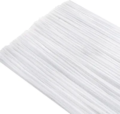 Produktbild von Chenilledraht weiß, 200 Stück, 30 cm, biegsam, für Bastelarbeiten