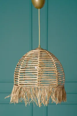 Produktbild von Opviq, Hochwertige Holz-Chandelier, Beige, 80 cm hoch | Imitation Bambus-Kappe (30 x 30 cm, Höhe: 22 cm) | , E27 Fassung, Max 40 W | Bohemian & Rustikal Design.