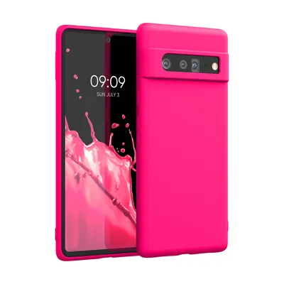 Produktbild von kwmobile Hülle kompatibel mit Google Pixel 6 Pro Hülle - gummierte TPU Silikon Handyhülle - Schutzhülle für kabelloses Laden - Case in Neon Pink