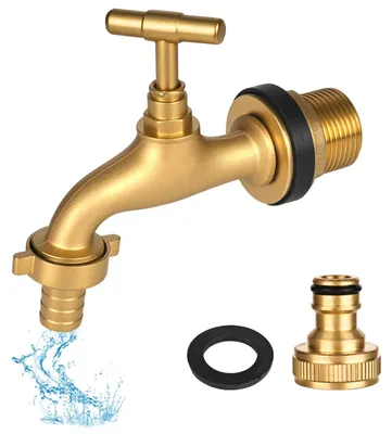 Gartenwasserhahn 3/4 Zoll Messing, frostbeständig, gold